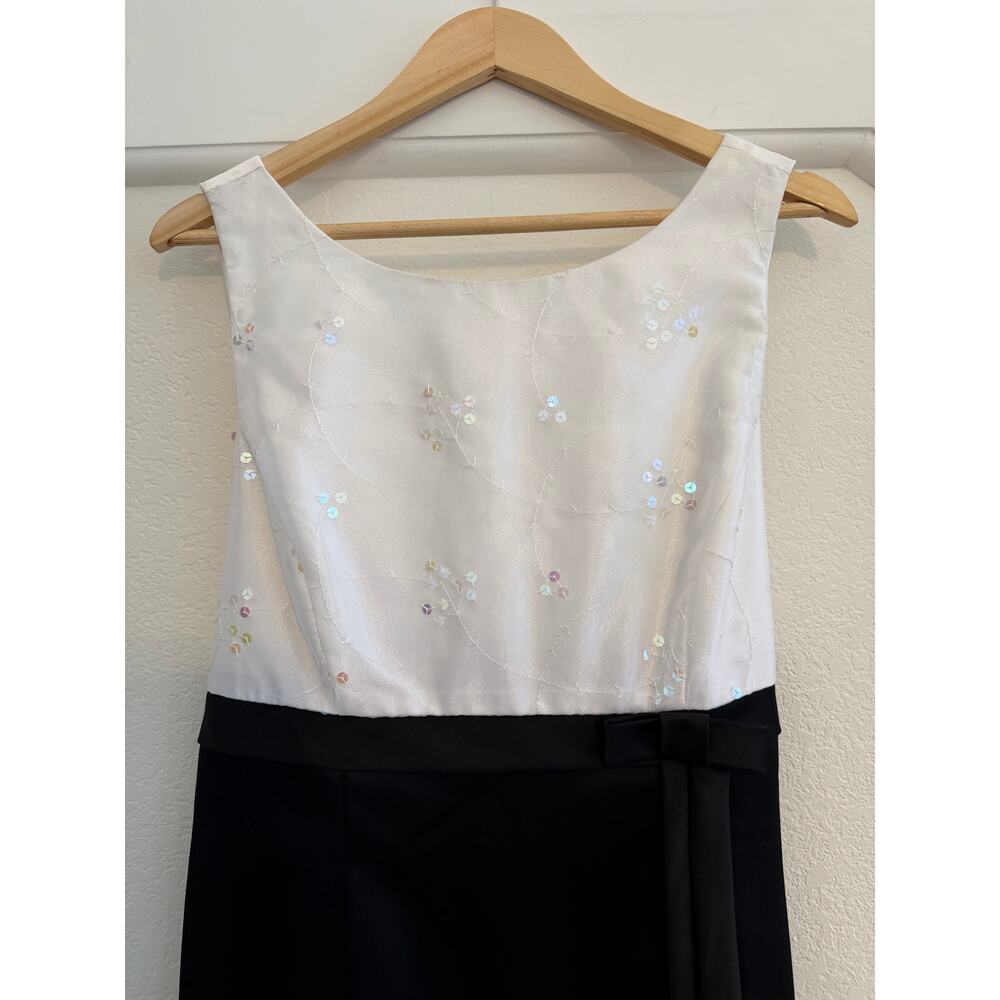 NWT JR Nites by Caliendo Midi Dress Womens Sz 14 White Black Formal Event Gala - Picture 6 of 13